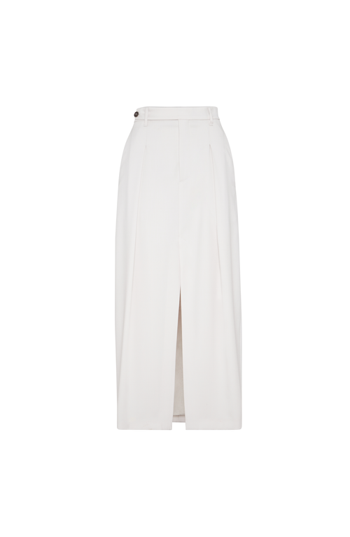 Brunello Cucinelli Pleated Front-split Maxi Skirt In White