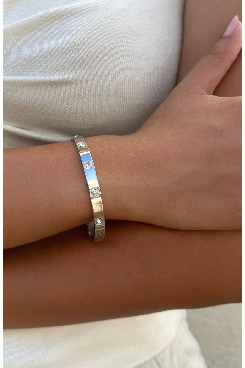 CZ Bangle Bracelet, Alternate, color, SILVER