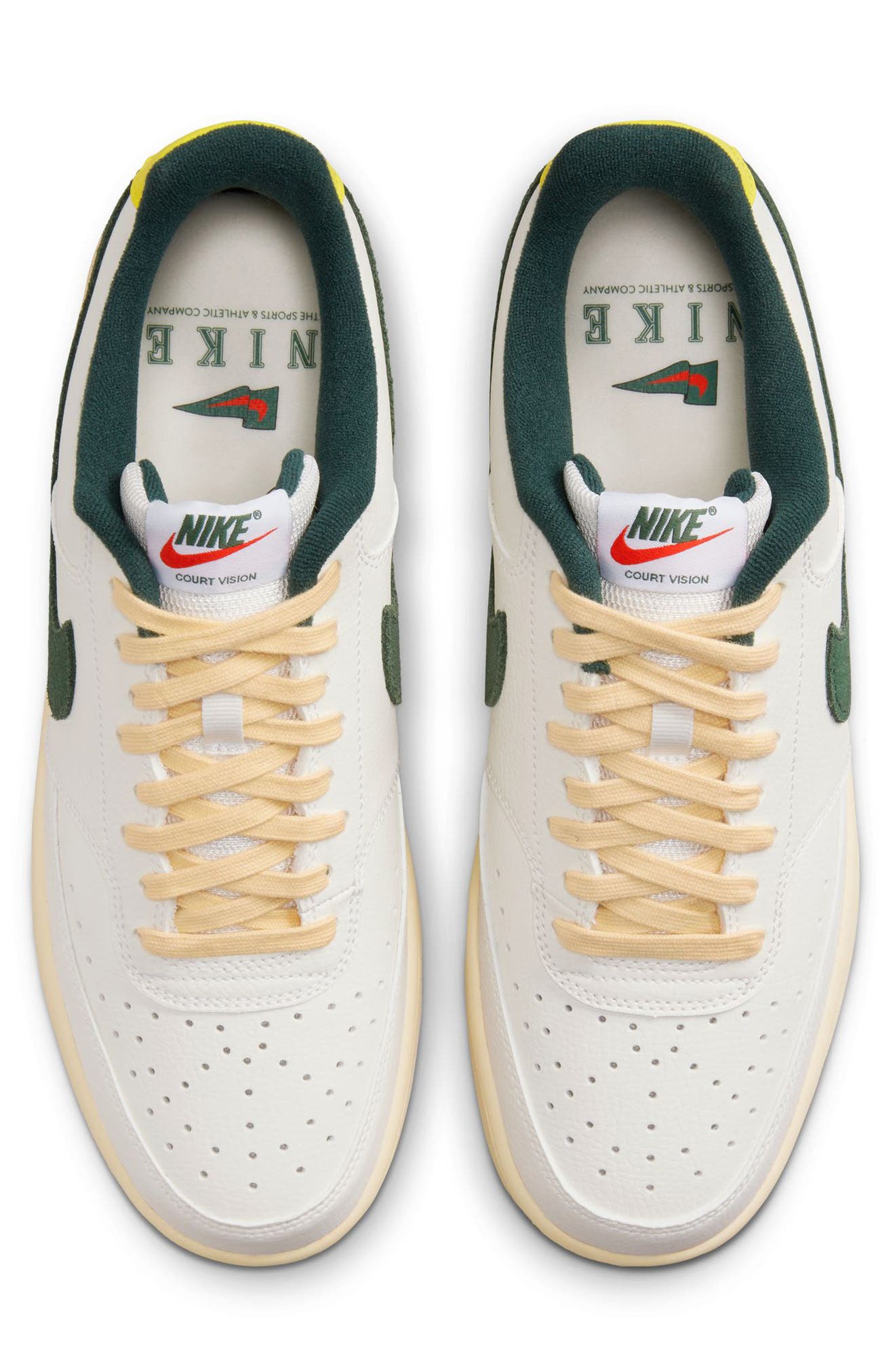 Nike Court Vision Low Sneaker, Alternate, color, Sail/ Pro Green/ Picante Red
