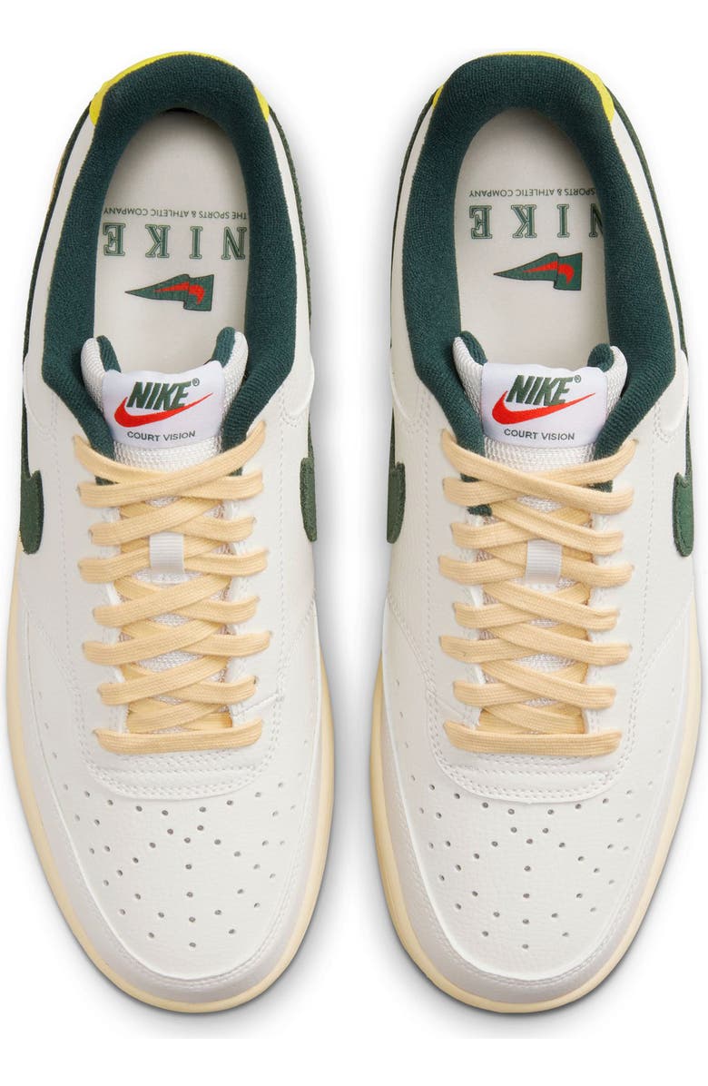 Nike Court Vision Low Sneaker, Alternate, color, Sail/ Pro Green/ Picante Red