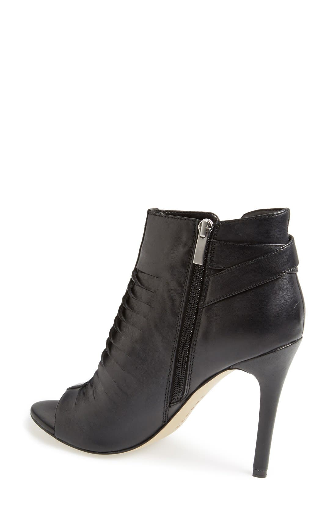 'Hallie' Leather Twisted Cutout Bootie, Alternate, color, BLACK LEATHER