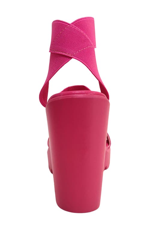 Ninety Union Paige Elastic Strap Wedge Sandal In Fuchsia
