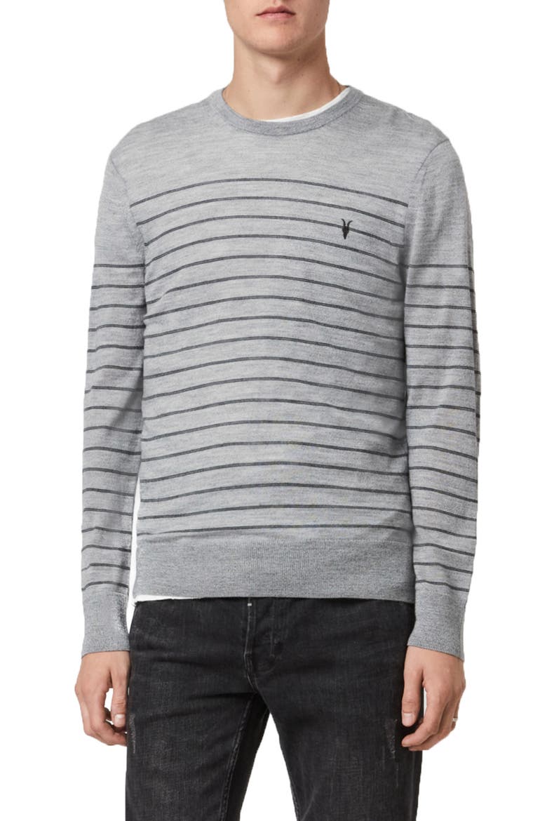 Mode Stripe Merino Sweater, Main, color, FOG GREY MOULINE