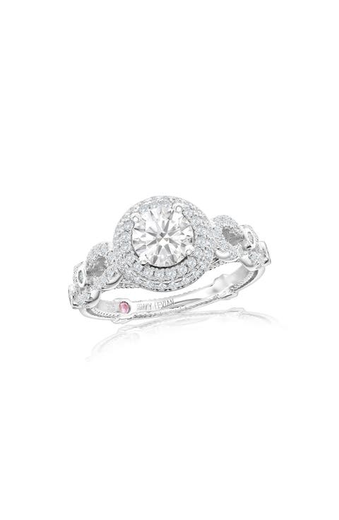 Sterling Silver Cubic Zirconia Halo Filigree Ring