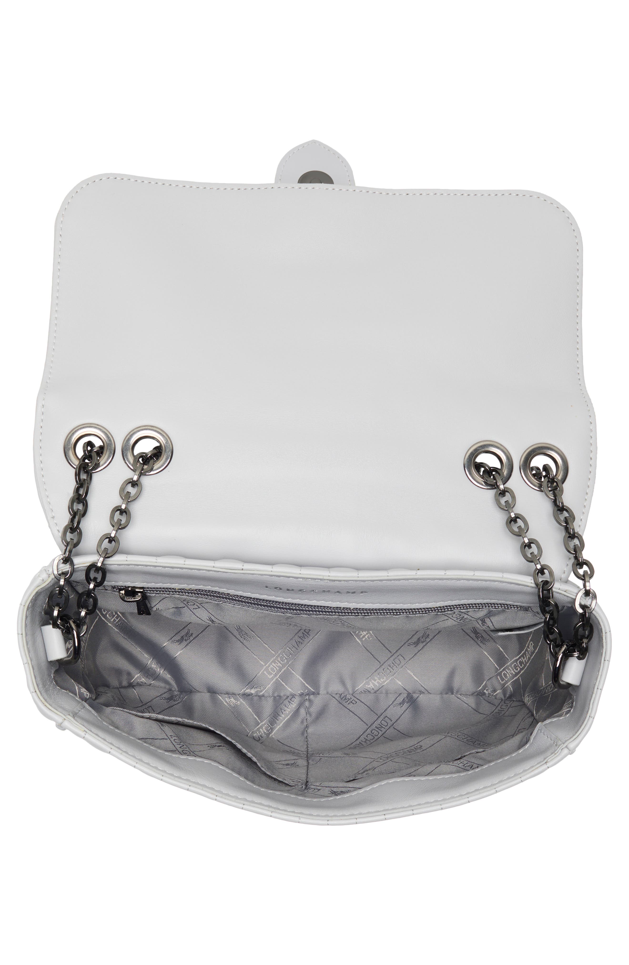 Longchamp Amazone Small Quilted Leather Crossbody Bag, Alternate, color, Pearl