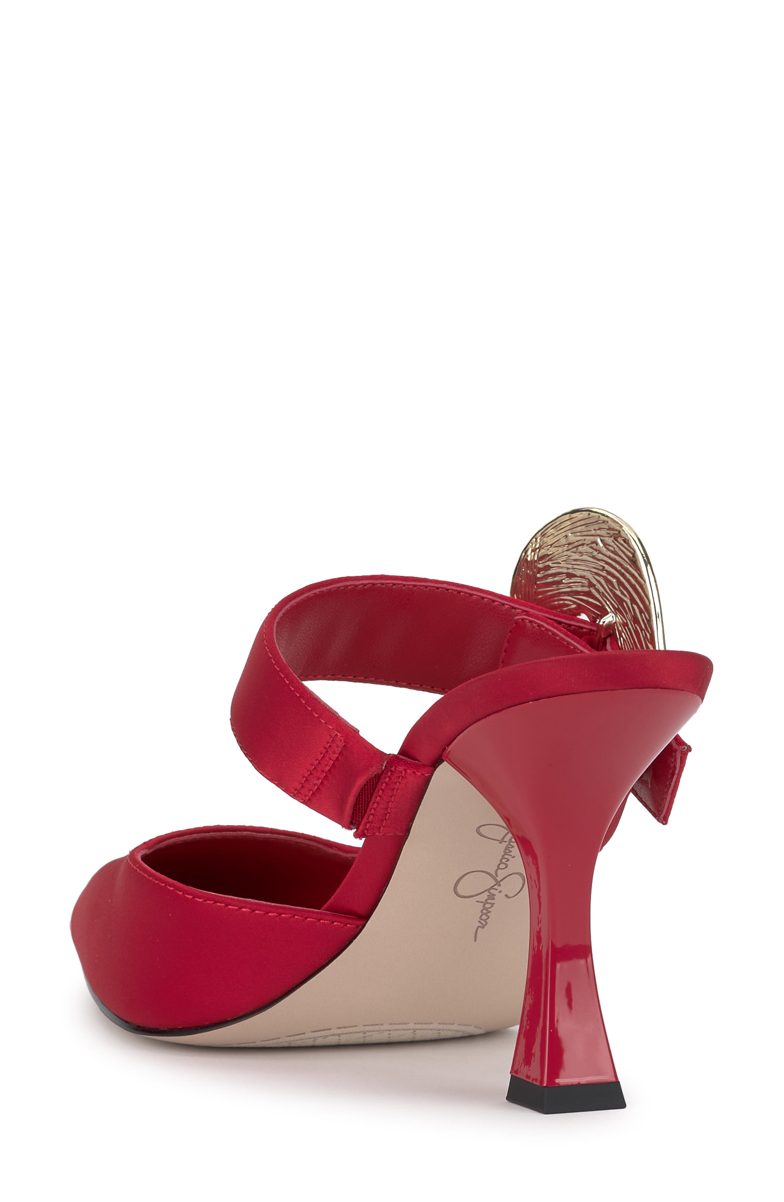 Favica Embellished Satin Slide Mule, Alternate, color, RED MUSE