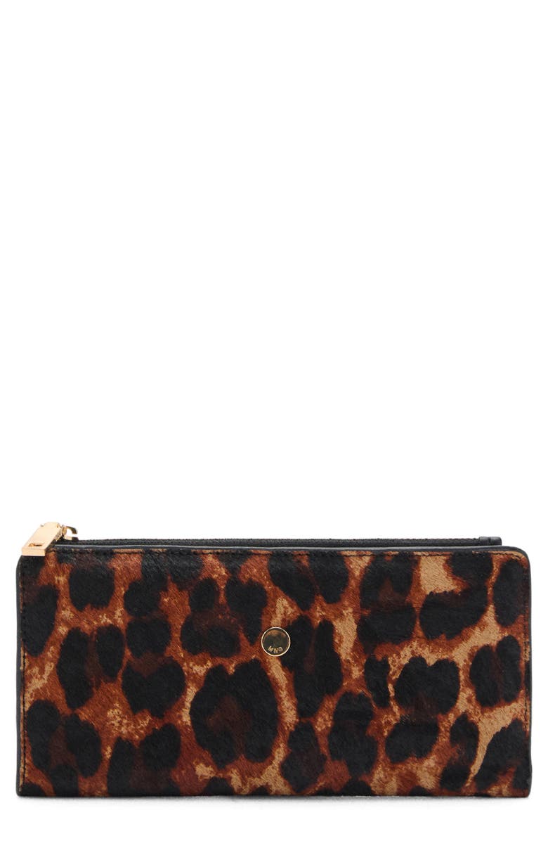 MANGO Leopard Print Genuine Calf Hair Wallet, Main, color, 