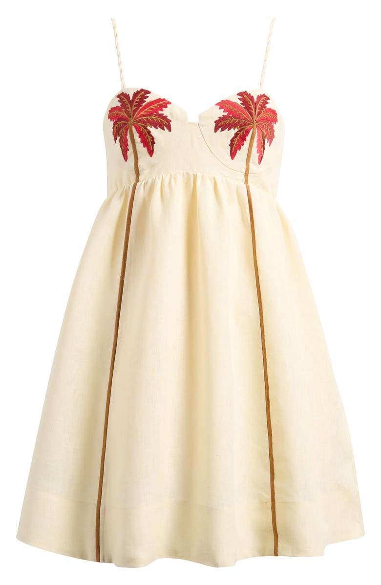 FARM Rio Coconut Tree Babydoll Minidress, Main, color, Sand