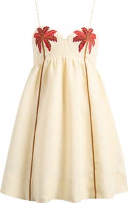 FARM Rio Coconut Tree Babydoll Minidress