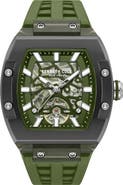 Kenneth Cole New York Skeleton Tonneau Automatic Silicone Strap Watch, 44mm x 56.2mm