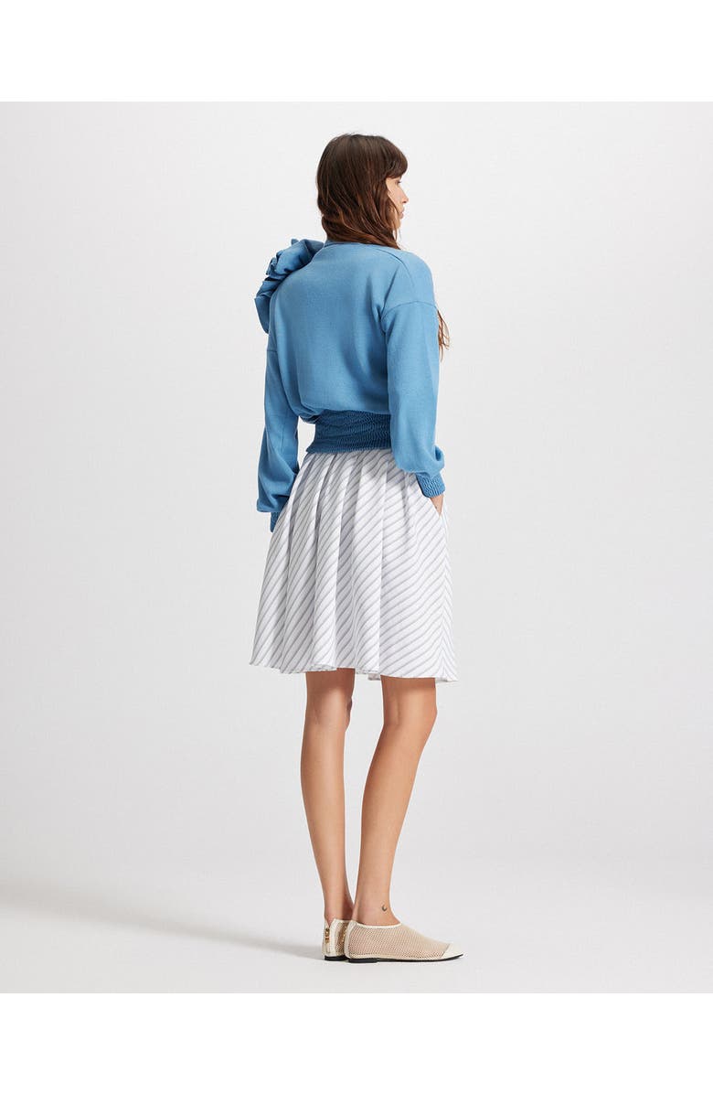 THEO The Label Nomia Ribbed Waist Rosette Cardigan, Alternate, color, Retro Blue