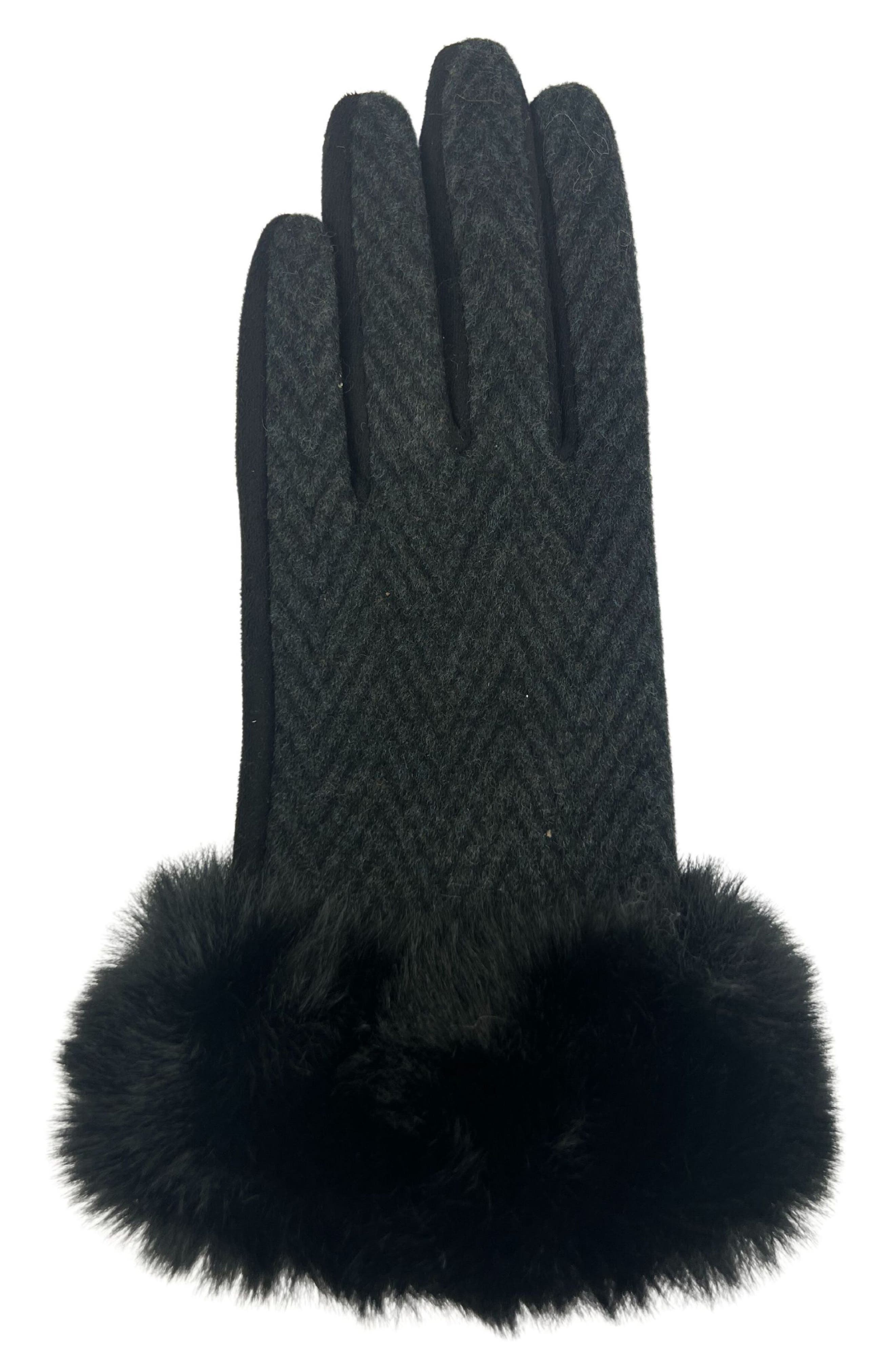 MARCUS ADLER Chevron Faux Fur Trim Gloves