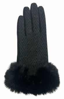 MARCUS ADLER Chevron Faux Fur Trim Gloves