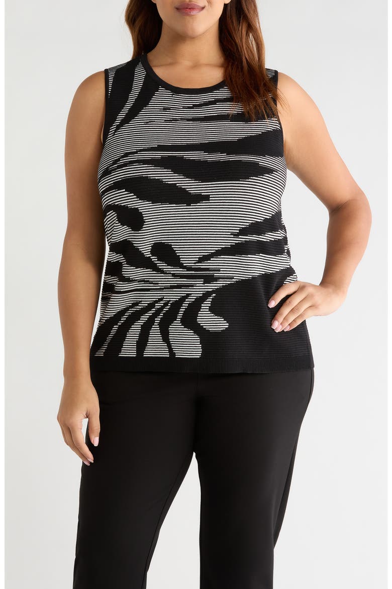 Graphic Sleeveless Top, Main, color, ANNE BLACK/ WHITE DOVE