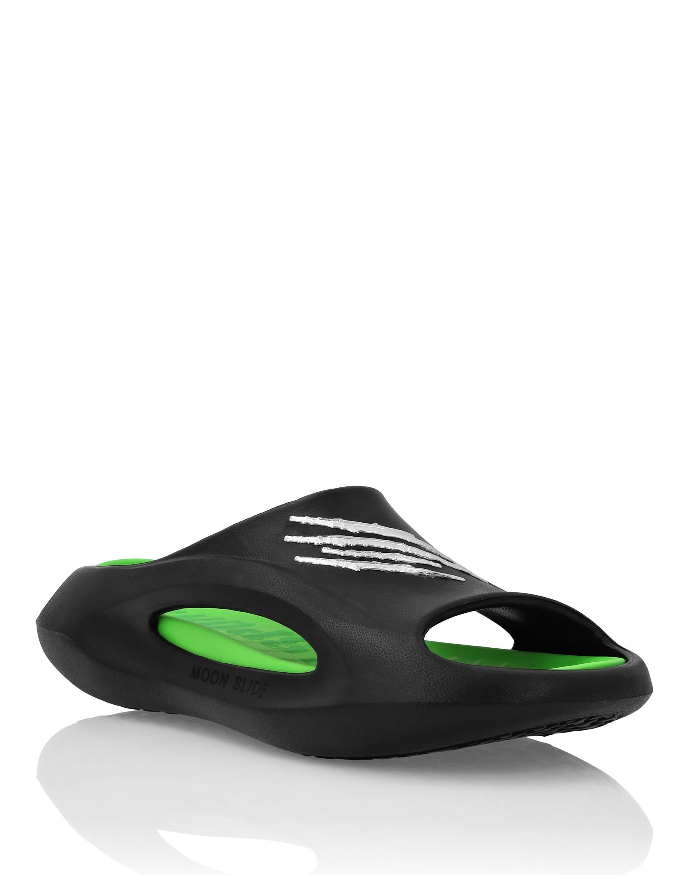 Moon Slide Unisex, Alternate, color, black+greenfluo