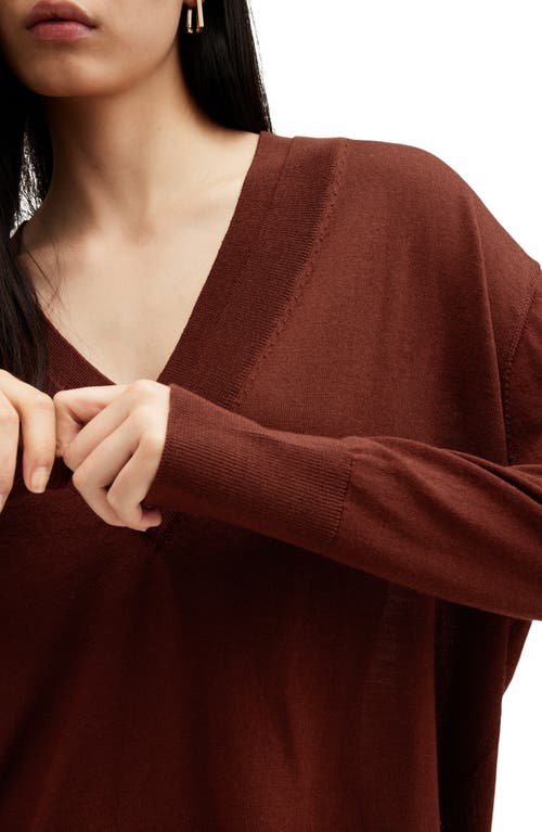Allsaints Bern Merino Wool V-neck Jumper In Sugar Brown