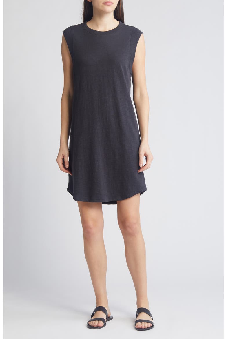 Sunwash Muscle Slub Organic Cotton Minidress, Main, color, WASHED BLACK