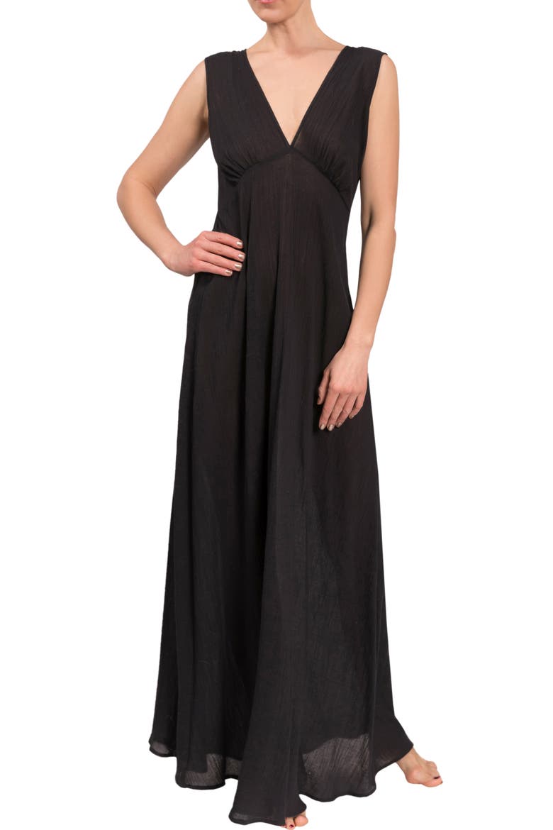 Amelia Long Nightgown, Alternate, color, BLACK