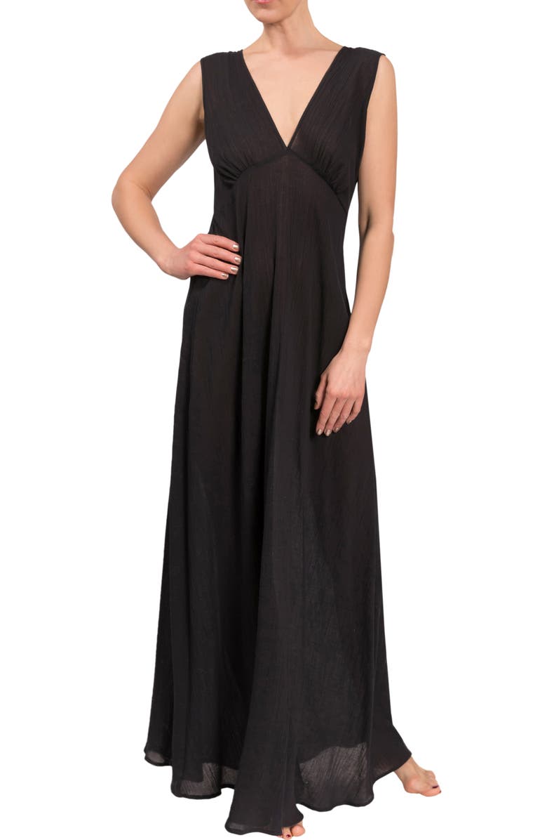 Everyday Ritual Amelia Long Nightgown, Alternate, color, Black