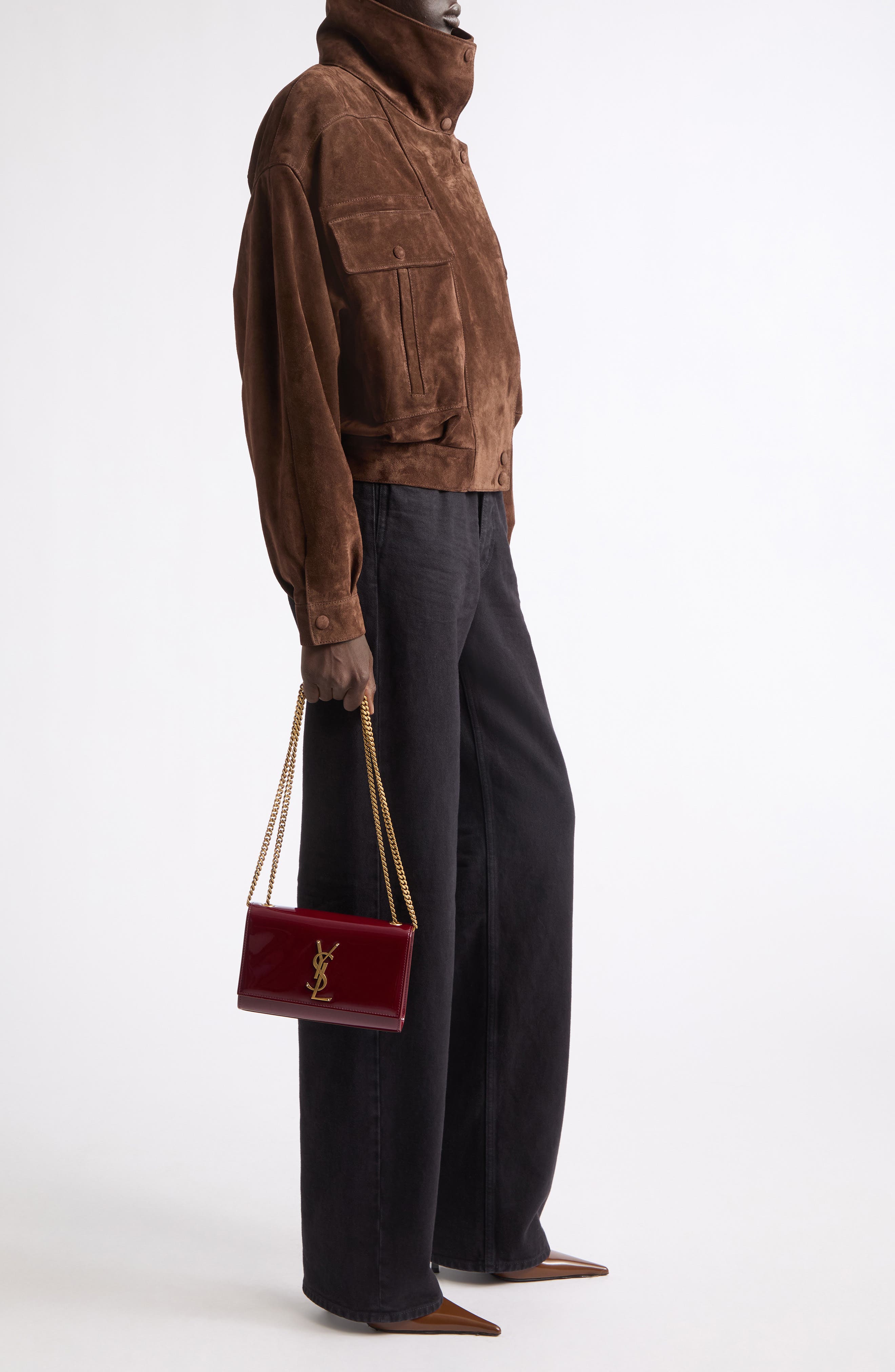 Small Kate Patent Leather Crossbody Bag, Alternate, color, GRENADE