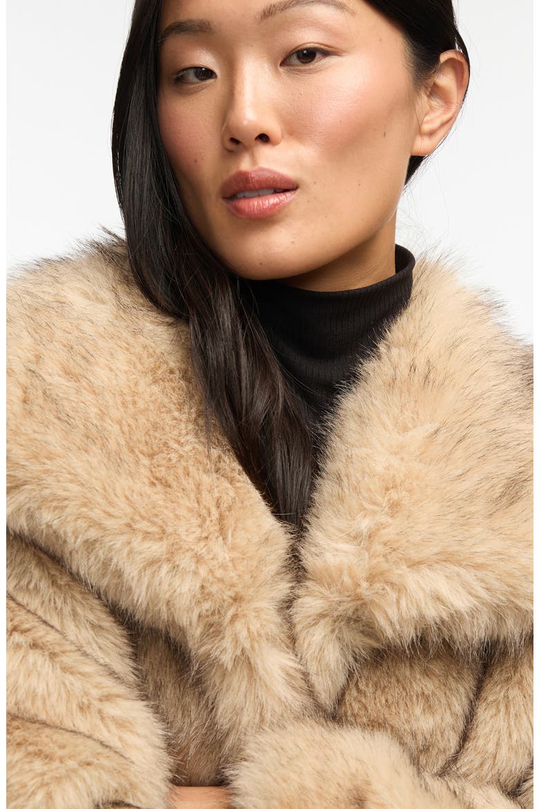 Faux Fur Crop Jacket, Alternate, color, SAND