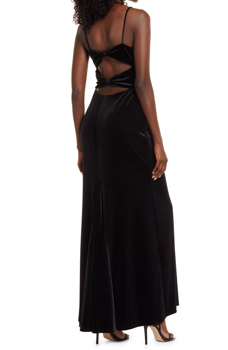 Jump Apparel Cutout Back Velvet Gown, Alternate, color, Black