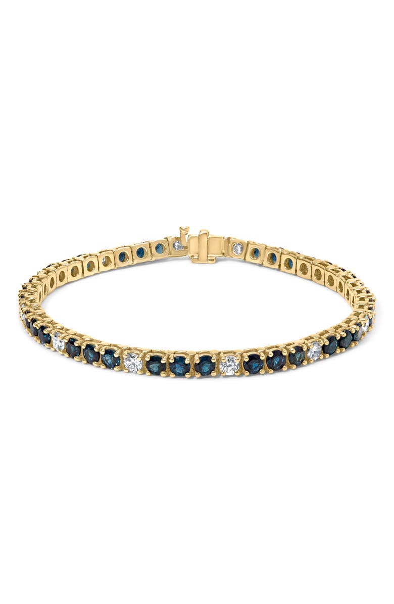 Haus of Brilliance 18K Gold 1 1/5 Cttw Diamond & Blue Sapphire Tennis Bracelet, Main, color, Yellow