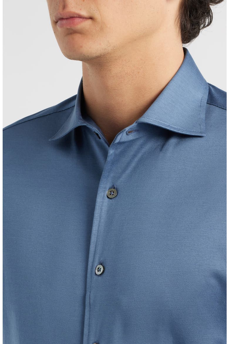 Regular Fit Cotton Jersey Dress Shirt, Alternate, color, BLUE