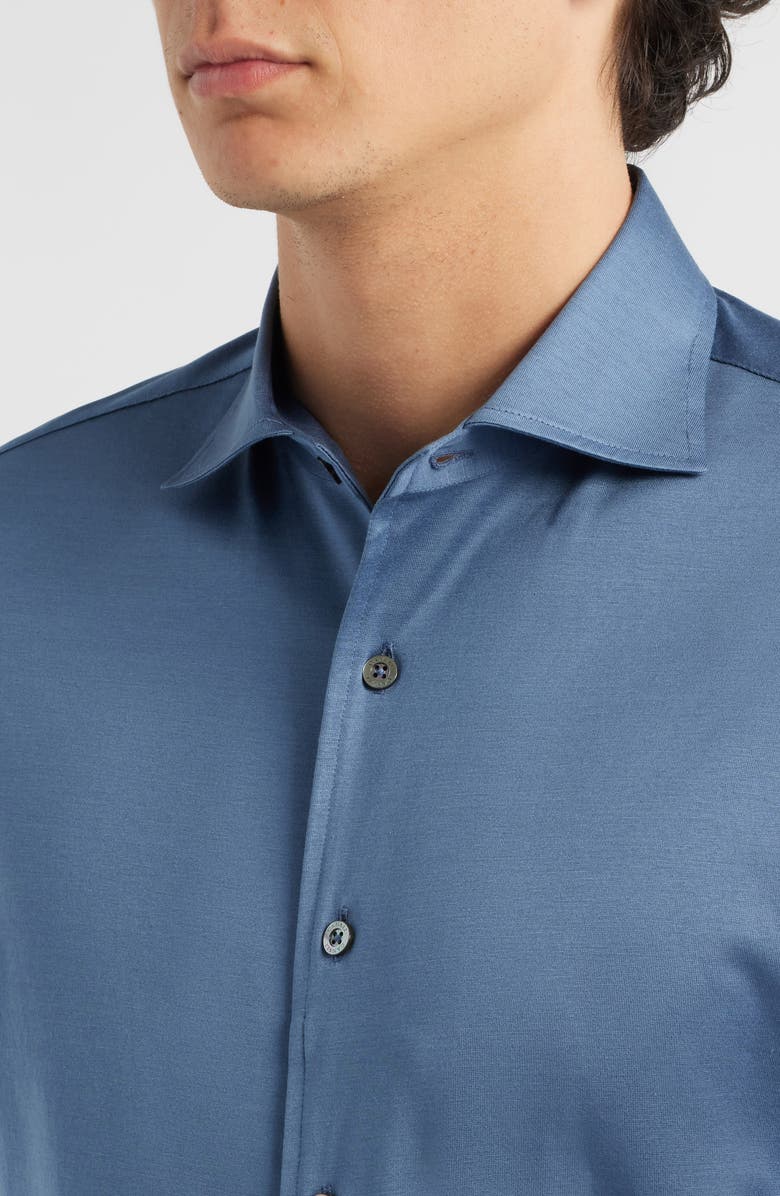 Canali Regular Fit Cotton Jersey Dress Shirt, Alternate, color, Blue