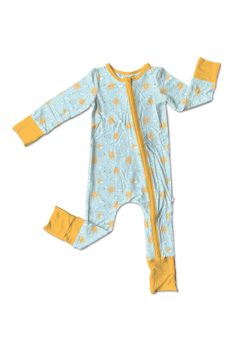 Mason Sky Print Convertible Zip Footie, Main, color, BLUE