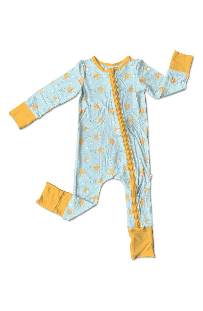 Laree + Co Mason Sky Print Convertible Zip Footie, Main, color, 