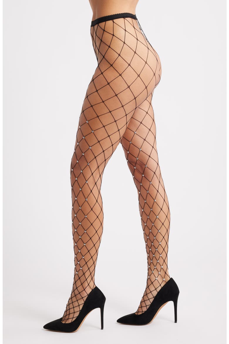 Starstruck Fishnet Tights, Main, color, BLACK