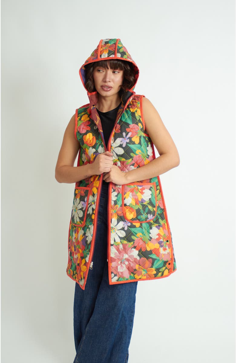 Florencia Davalos Juani Vest, Main, color, Green Garden / Brown Floral