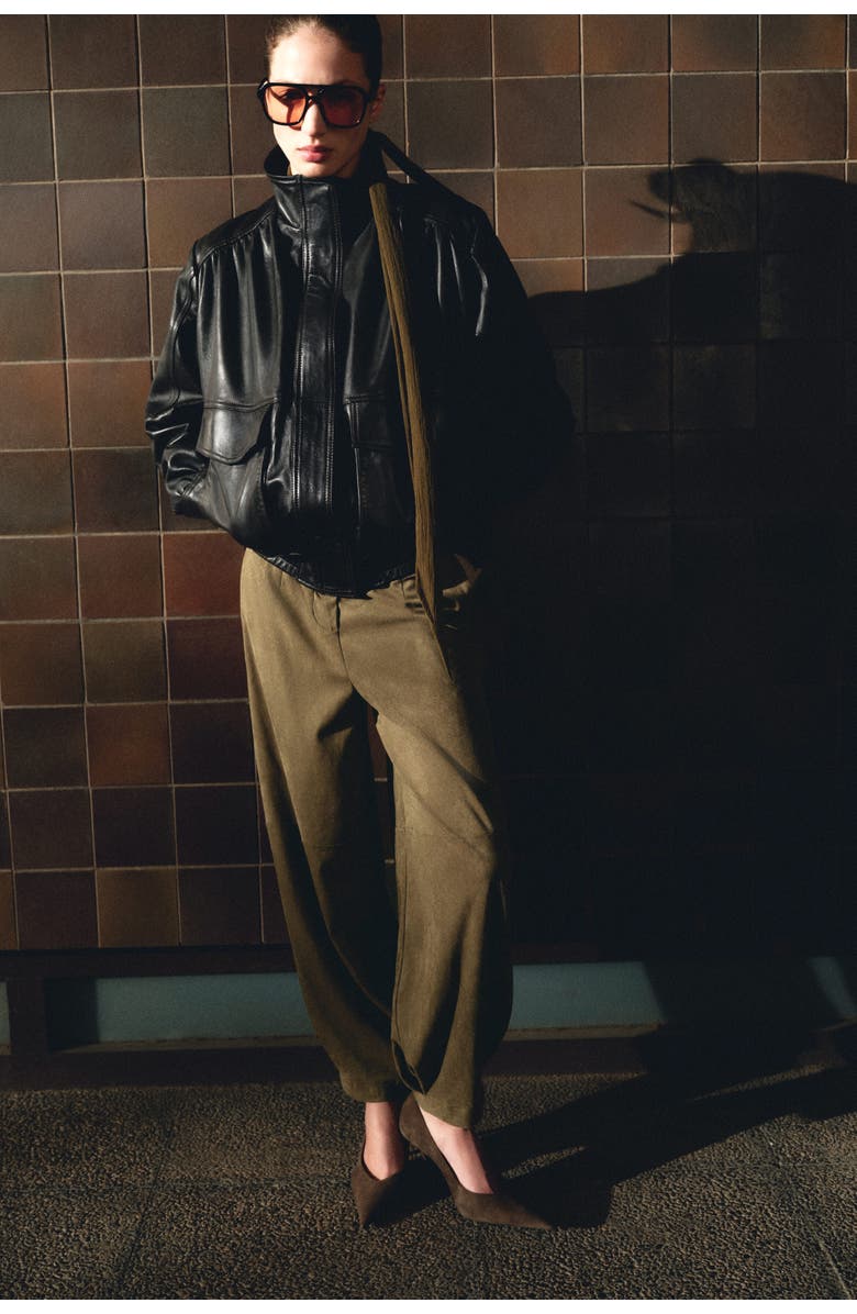 H&M Barrel Trousers, Alternate, color, Dark Khaki Green