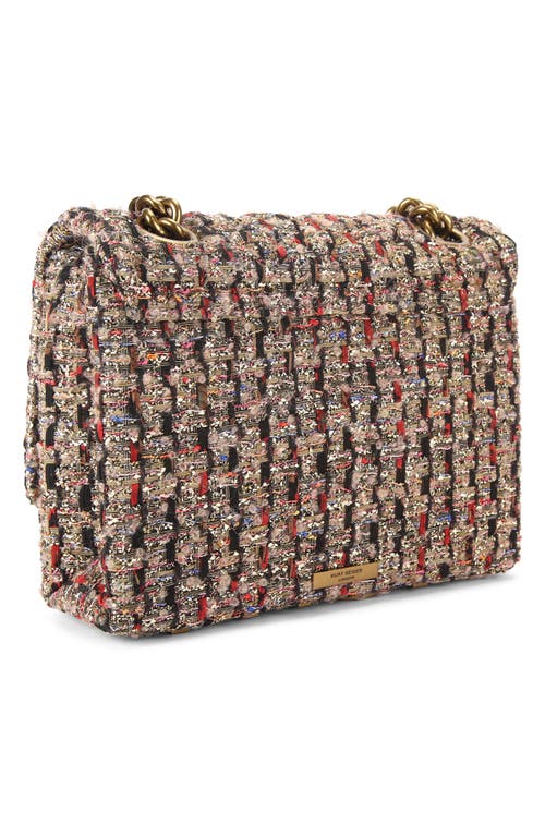 Kurt Geiger London Large Kensington Metallic Tweed Shoulder Bag In Yellow