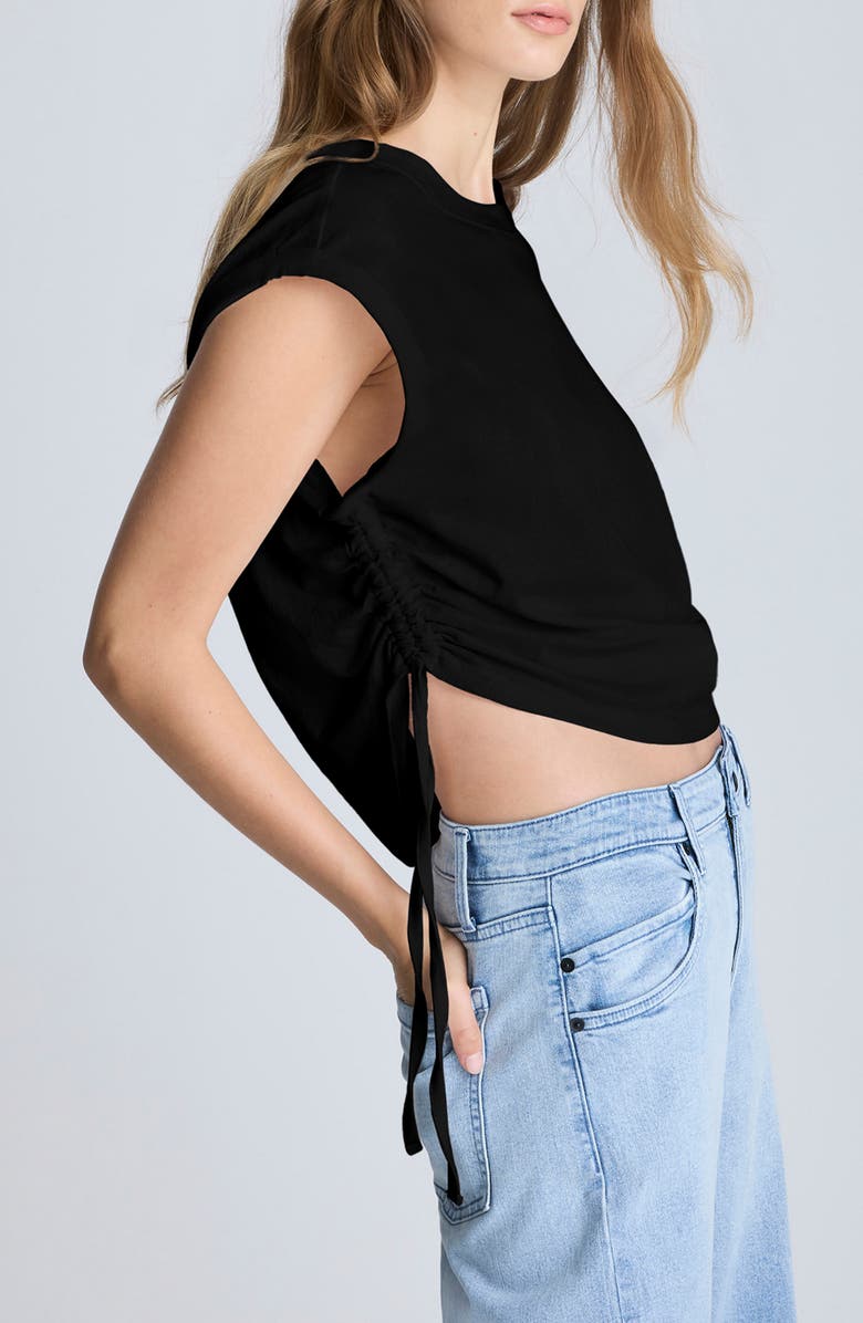 Kenneth Cole Ruched Muscle Tee, Alternate, color, Black