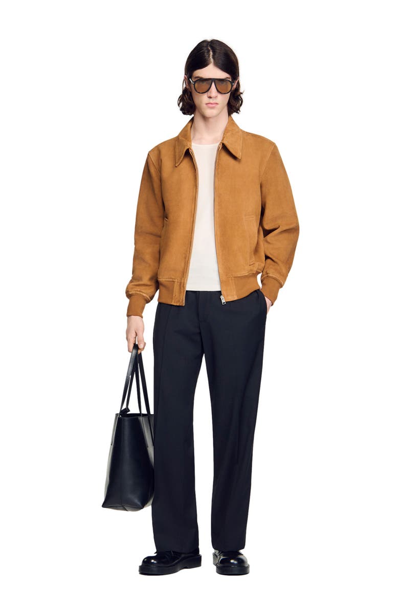 SANDRO Goat leather jacket, Alternate, color, Cognac