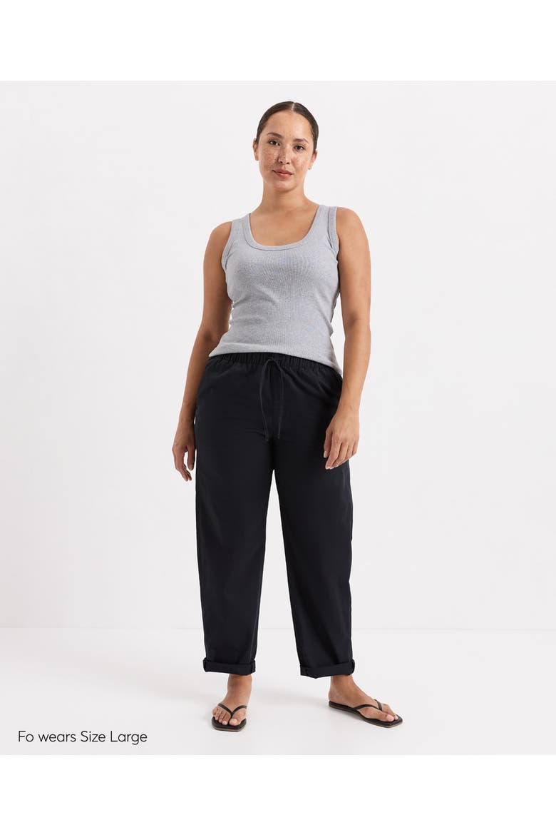 Organic Cotton Peached Twill Pull-On Pant, Alternate, color, Washed Black