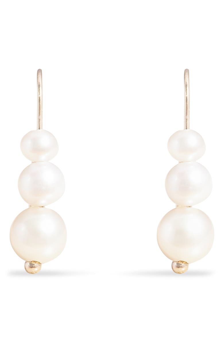 STONE AND STRAND Triple Imitation Pearl Drop Earrings, Alternate, color, 
