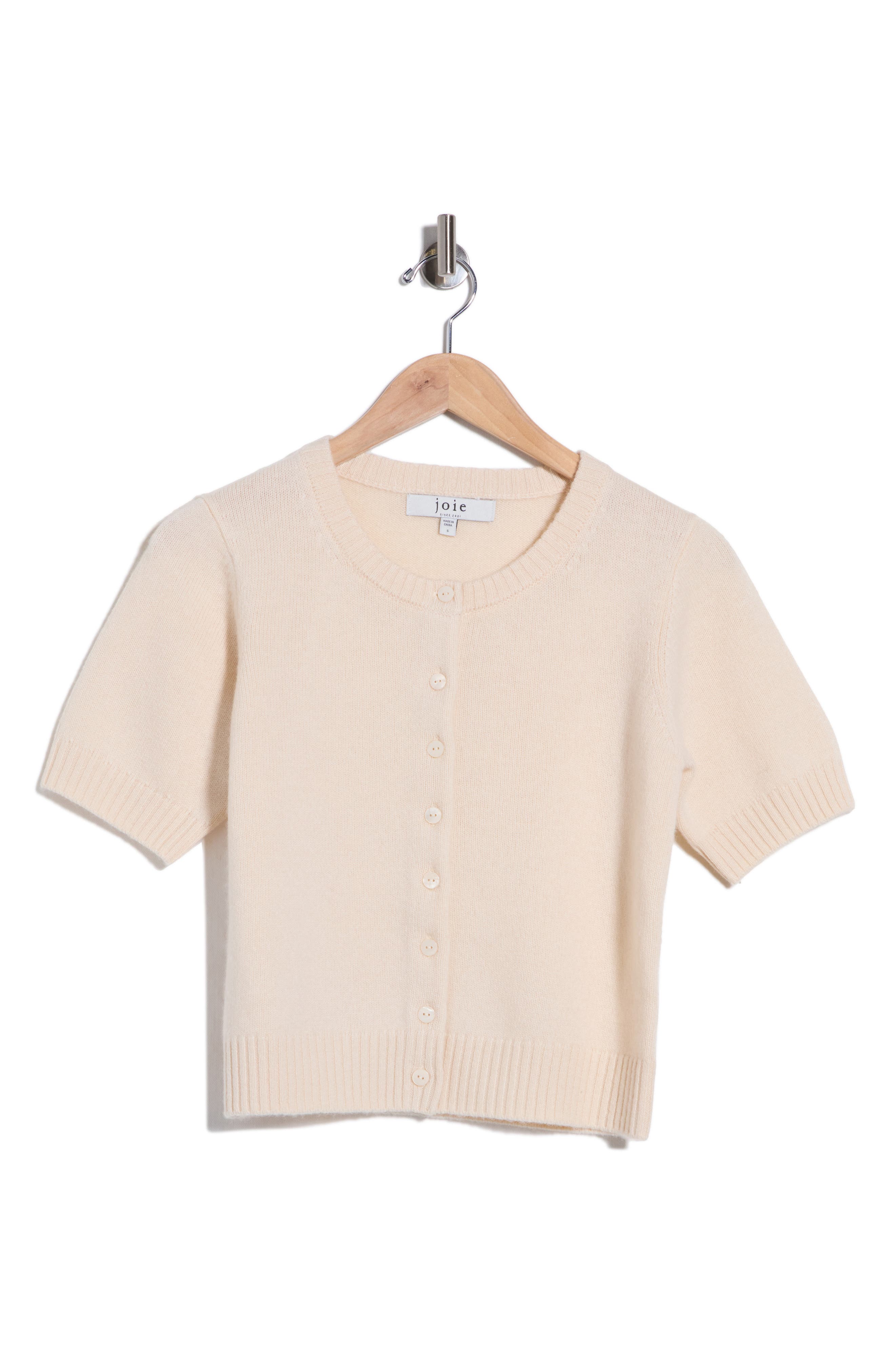 Cashmere Short-Sleeve Crewneck Cardigan