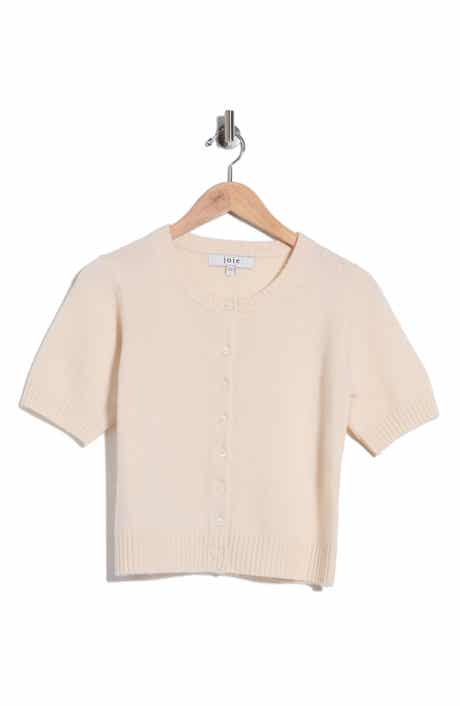 Cashmere Short-Sleeve Crewneck Cardigan