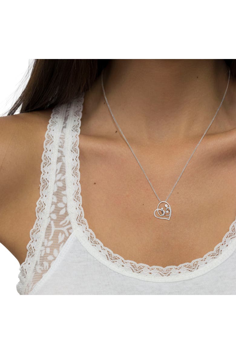 .925 Sterling Silver 1/6 cttw Diamond Heart Pendant Necklace, Alternate, color, White