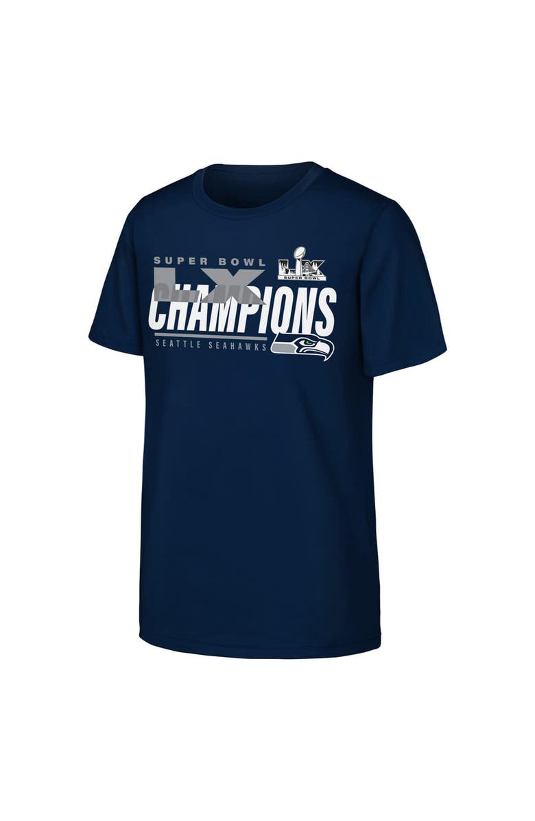 FANATICS Youth Fanatics College Navy Seattle Seahawks Super Bowl LX Champions Iconic Victory T-Shirt, Alternate, color, College Navy