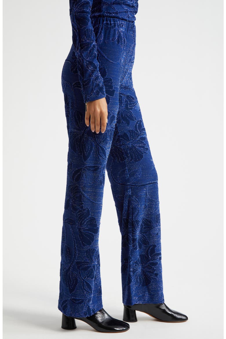 Metallic Floral Jacquard Pants, Alternate, color, FINE LINE POPPIES
