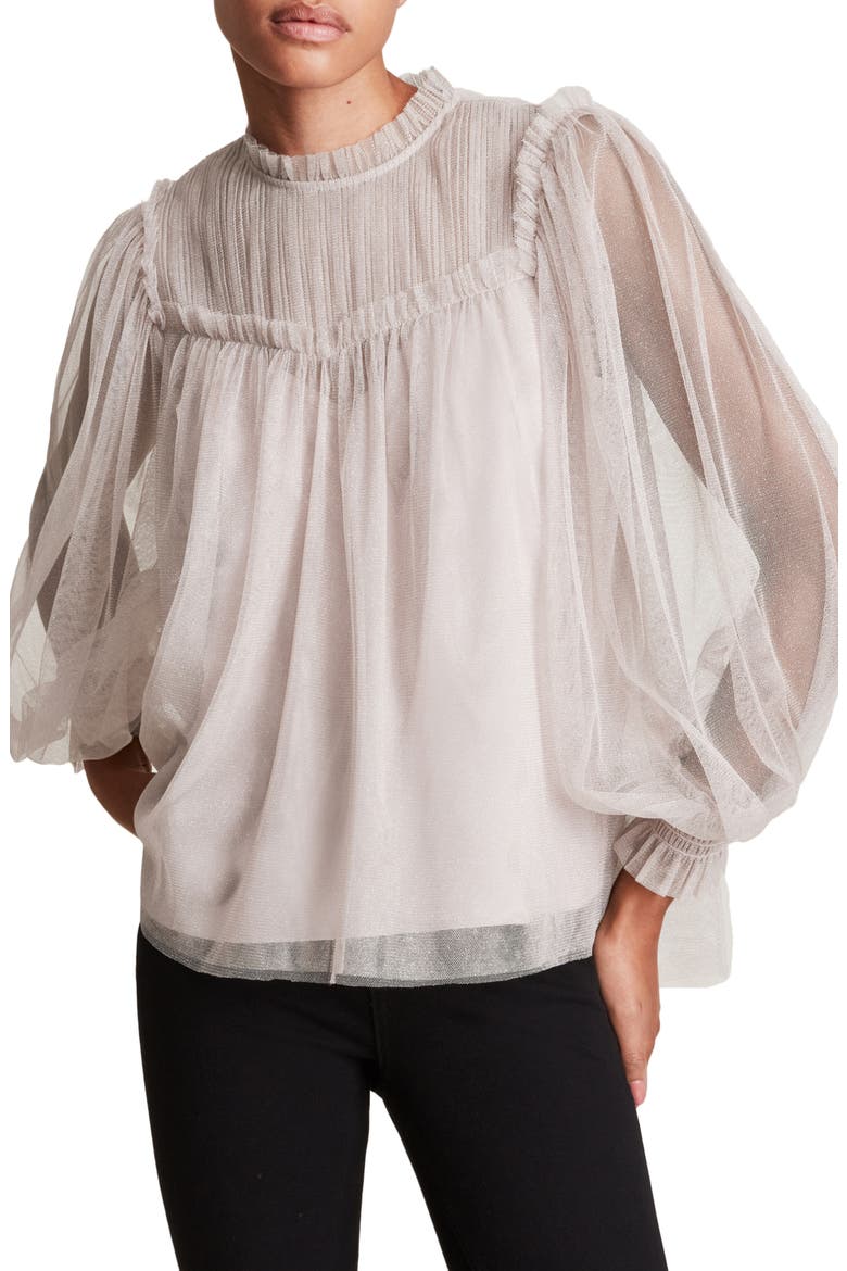 Perri Long Sleeve Top, Main, color, METALLIC NUDE PINK