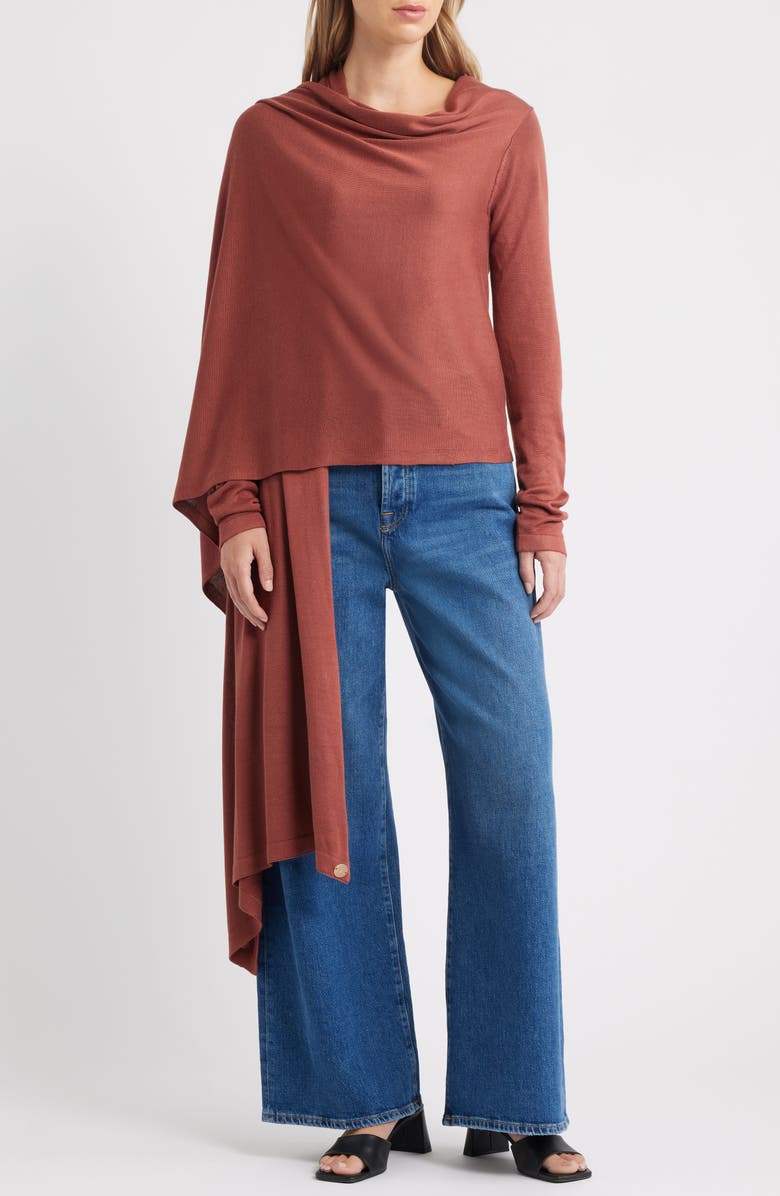 Dai Moda Cat Wrap Sweater Shawl, Alternate, color, Copper