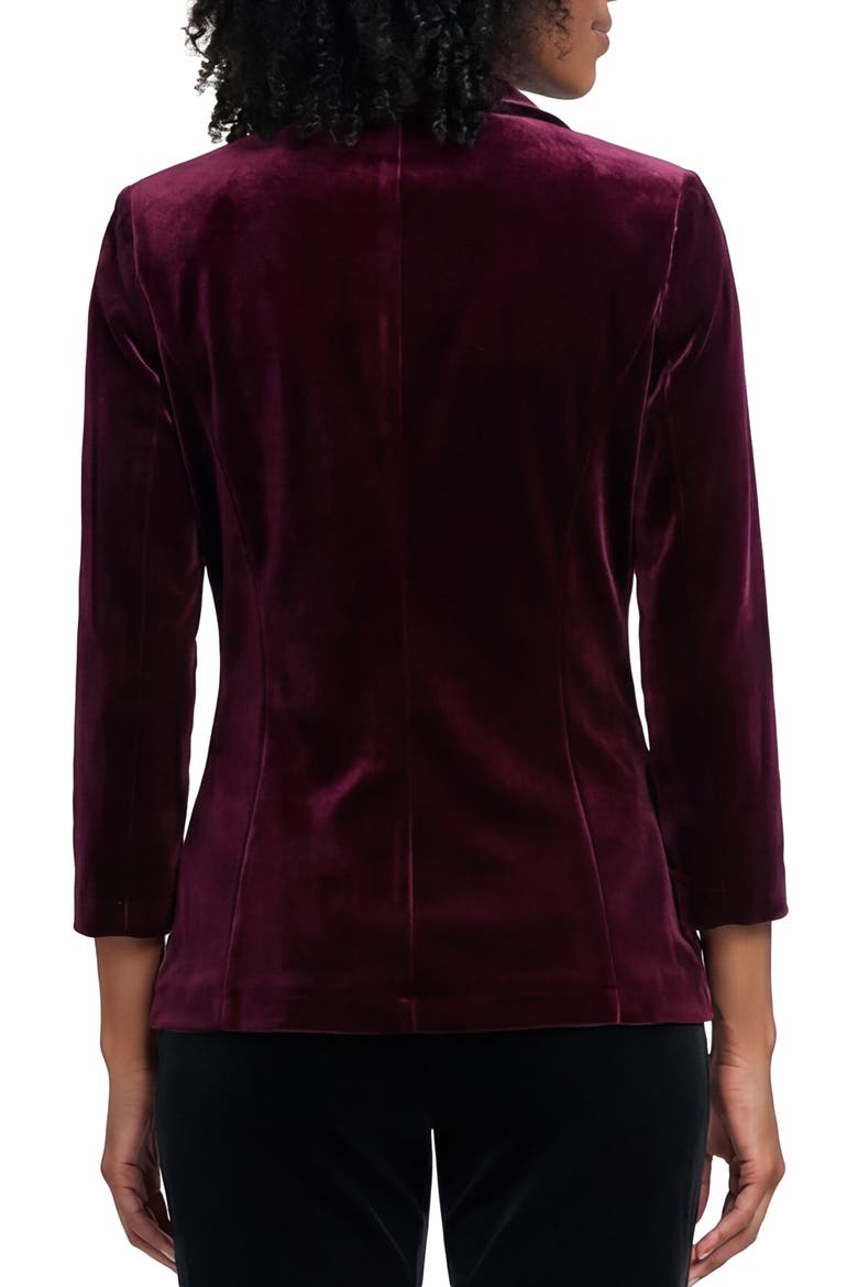 Stretch Velvet Surplice Top, Alternate, color, WINE