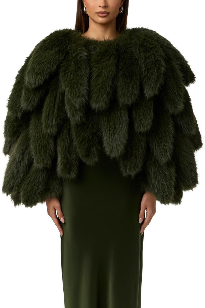 Foxtail Faux Fur Cropped Jacket, Main, color, NOIR GREEN
