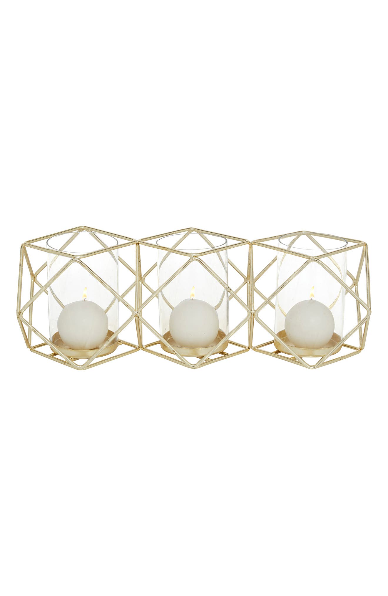 VIVIAN LUNE HOME Goldtone Metal Modern Candle Holder