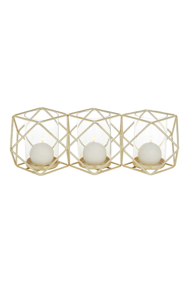 Goldtone Metal Modern Candle Holder, Main, color, GOLD